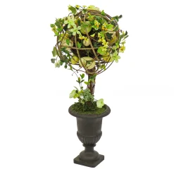Clearance National Tree Company 26 in. Easter Single Topiary Ball in a Urn Decorated with Pastel Eggs and Flower Blooms