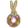 Best National Tree Company 24 in. Easter Wreath Decorated with Colorful Flower Blooms, Pastel Eggs, Bunny Head