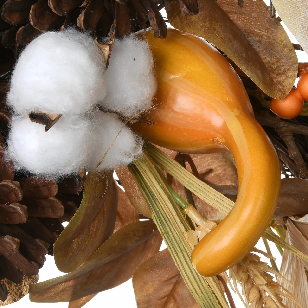 New National Tree Company 36 in. Fall Door Decoration with Pine Cones, Pumpkins, Gourds, Assorted Leaves