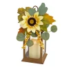 Clearance National Tree Company 13 in. Fall Lantern with Sunflower, Maple Leaves, Eucalyptus, Berry
