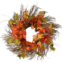 Sale National Tree Company 26 in. Fall Wreath with Pumpkins, Pinecones, Berry Clusters, Assorted Leaves
