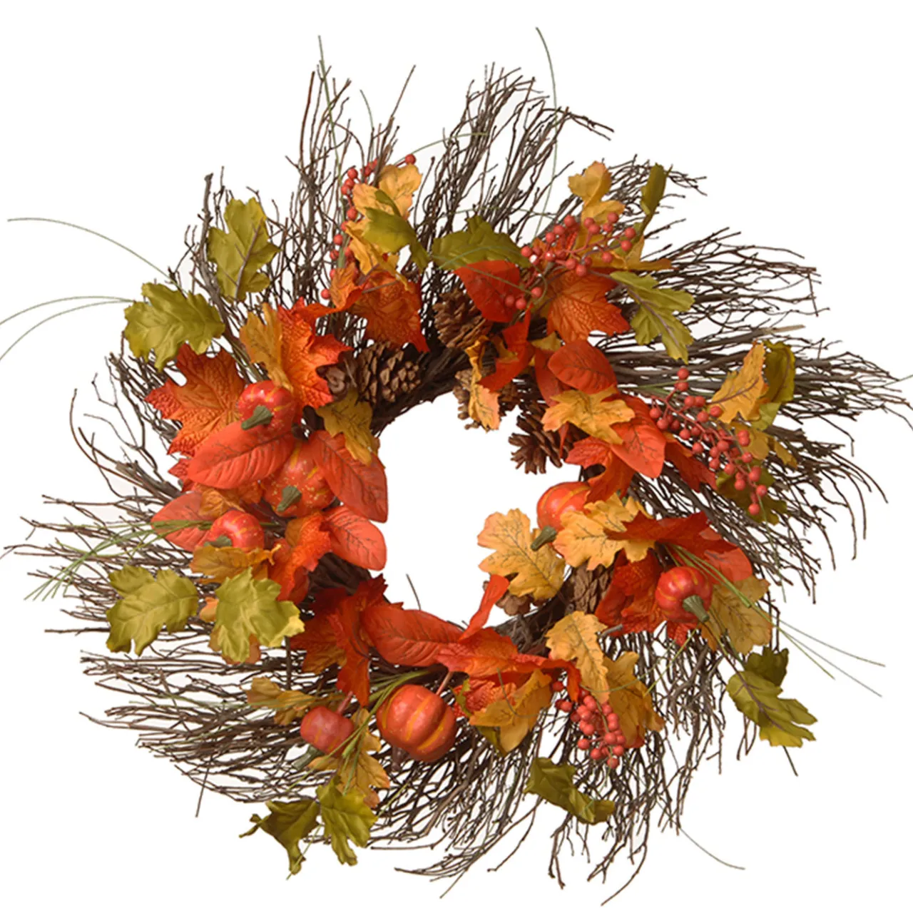 Sale National Tree Company 26 in. Fall Wreath with Pumpkins, Pinecones, Berry Clusters, Assorted Leaves