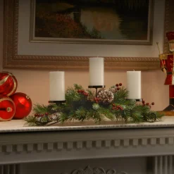 Online National Tree Company 30 in. Frosted Berry Frosted Berry Centerpiece and Candle Holder