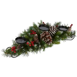 Online National Tree Company 30 in. Frosted Berry Frosted Berry Centerpiece and Candle Holder