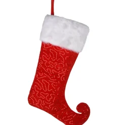 Clearance National Tree Company 21 in. General Store Collection Jester Style Red Stocking