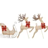 New National Tree Company 42 in. Glittered Mesh Fabric Deer with 27 in. Sleigh and Lights