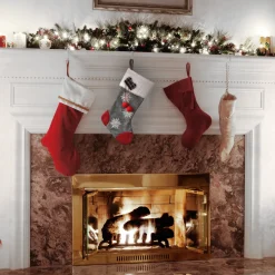 Online National Tree Company 18 in. Gray Christmas Stocking with Snowflakes
