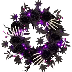 Outlet National Tree Company 24 in. Halloween Bad to the Bone Wreath with LED Lights