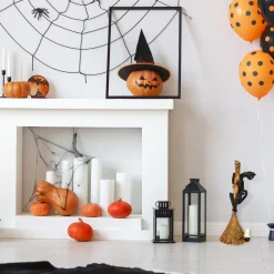 New National Tree Company 21 in. Halloween Black Cat with a Broom Tabletop Decoration
