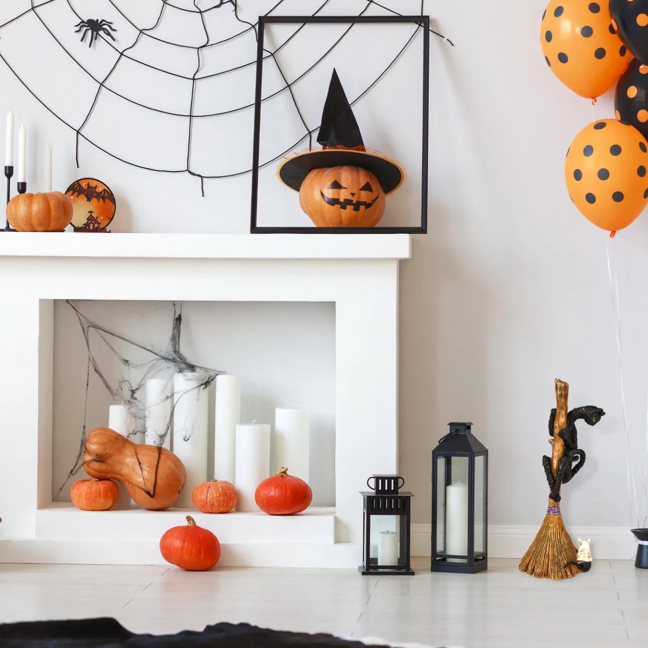 New National Tree Company 21 in. Halloween Black Cat with a Broom Tabletop Decoration