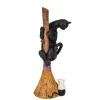 National Tree Company 13 in. Halloween Black Cat with a Broom Tabletop Decoration