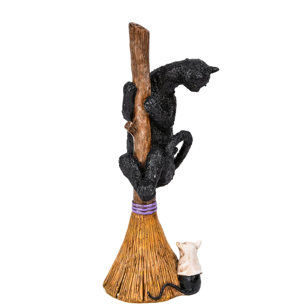 National Tree Company 13 in. Halloween Black Cat with a Broom Tabletop Decoration