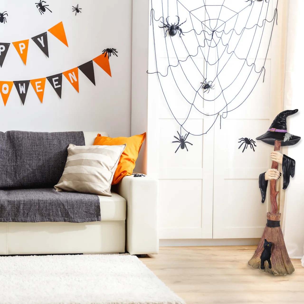 Online National Tree Company 48 in. Halloween Broom with Arms & Witch Hat