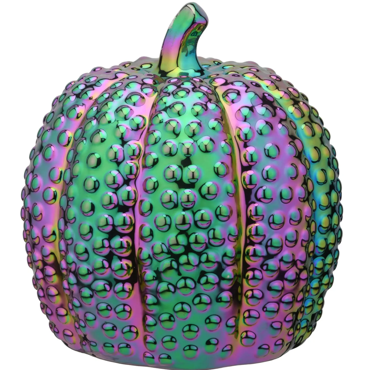 Best National Tree Company 10 in. Halloween Ceramic Iridescent Purple Pumpkin Decoration