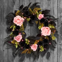 Discount National Tree Company 24 in. Halloween Cute and Creep Wreath and LED Lights