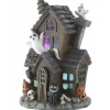 New National Tree Company 6 in. Halloween Pre-Lit Black Haunted House Decoration with LED Lights