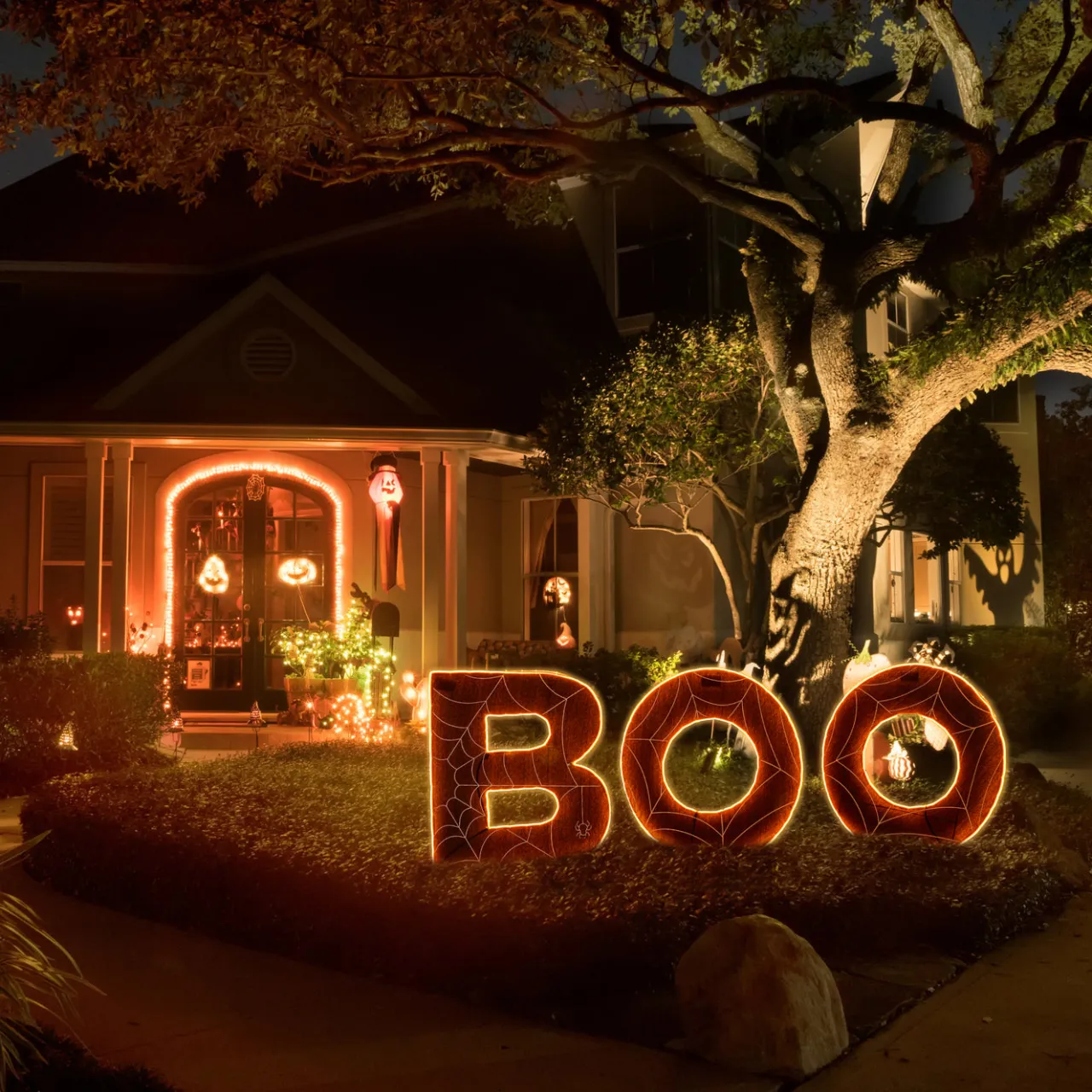 National Tree Company 47 in. Halloween Pre-Lit BOO Outdoor Lawn Decoration with LED Lights