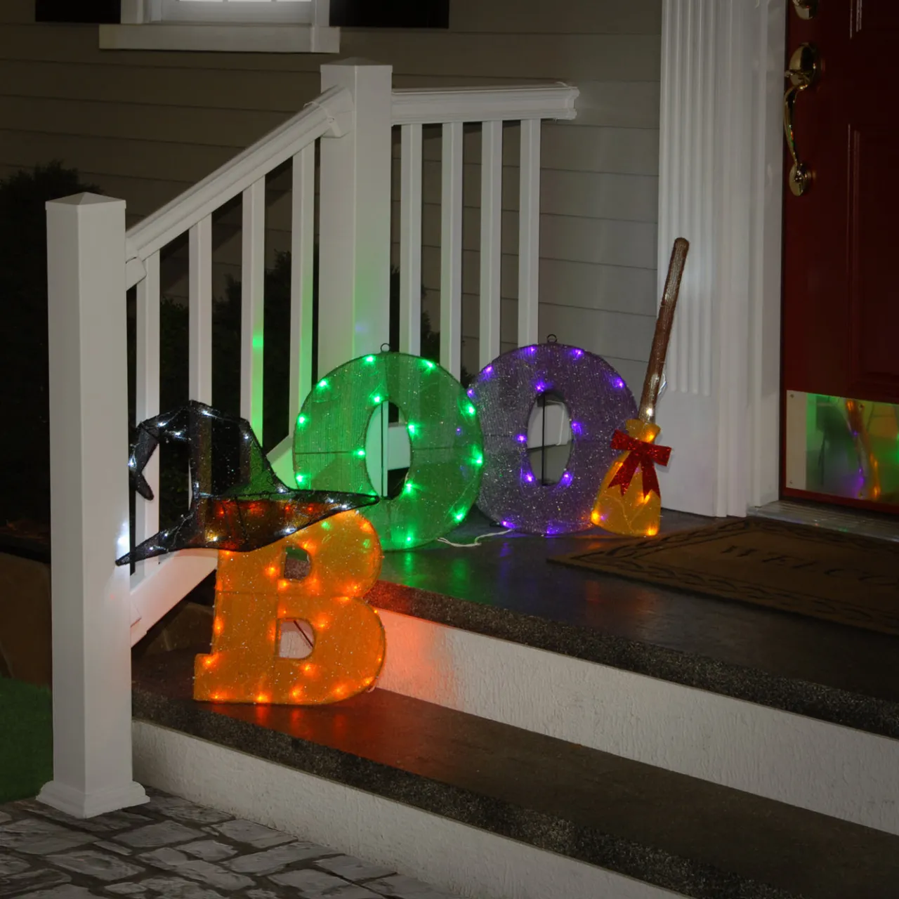 Clearance National Tree Company 23 in. Halloween Pre-Lit BOO Light Up Sign Outdoor Decoration with LED Lights