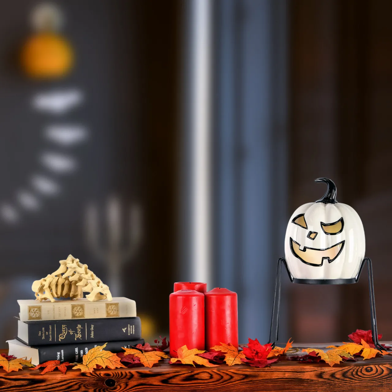 Discount National Tree Company 15 in. Halloween Pre-Lit Ghost Pumpkin Tabletop Decoration