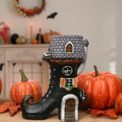 Discount National Tree Company 6 in. Halloween Pre-Lit Haunted Boot House Decoration with LED Lights
