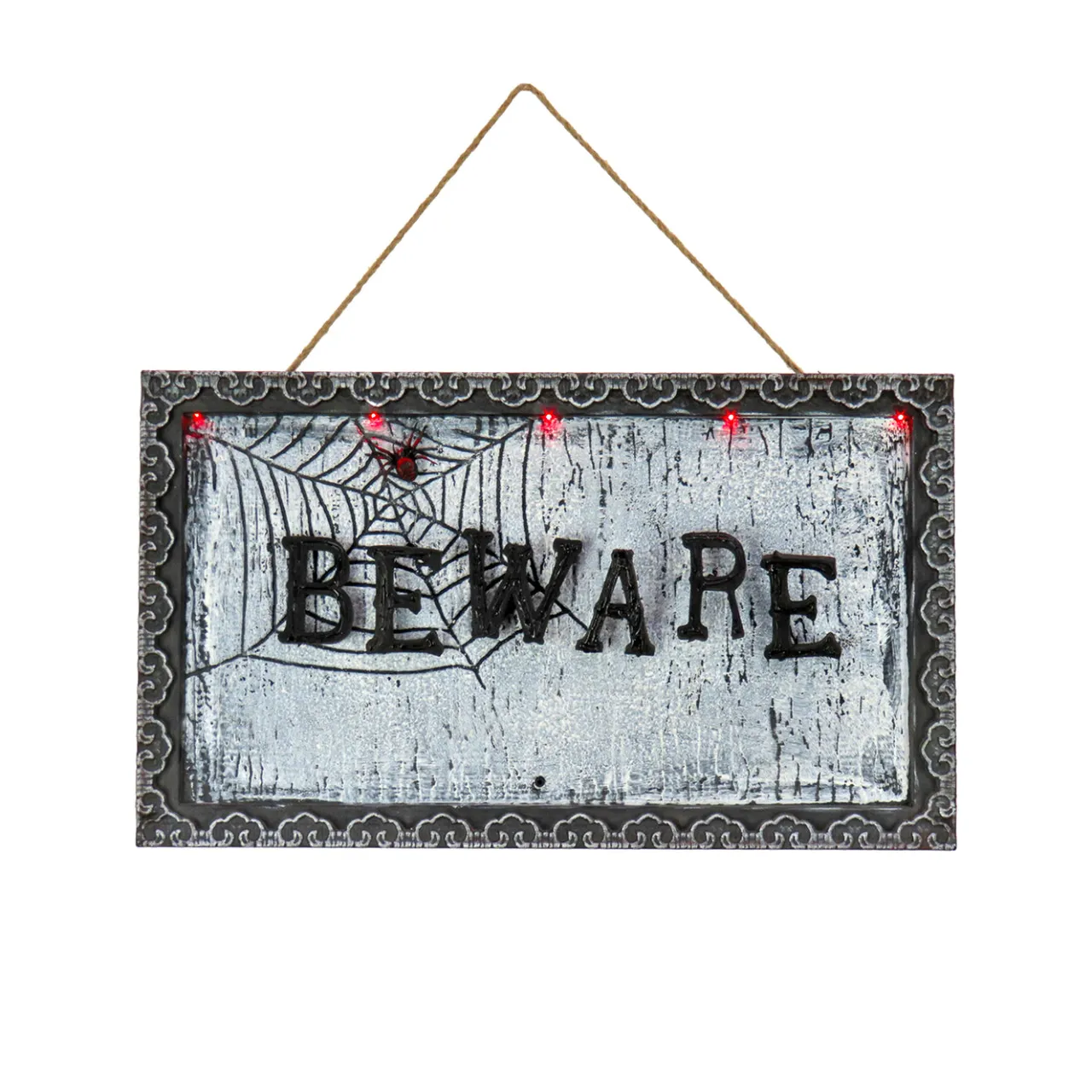 Clearance National Tree Company 18 in. Halloween Pre-Lit Sound Activated Animated Hanging Door Sign with LED Lights