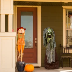 Outlet National Tree Company 59 in. Halloween Pre-Lit Sound Activated Animated Scary Green Witch with LED Lights