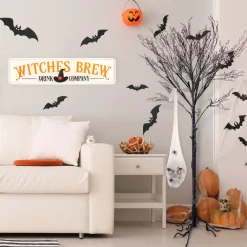 Best National Tree Company 27 in. Halloween Pre-Lit Sound Activated Animated Hanging Skull with LED Lights