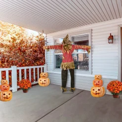 New National Tree Company 76 in. Halloween Pre-Lit Sound Activated Animated Spooky Scarecrow with LED Lights