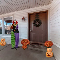 New National Tree Company 67 in. Halloween Pre-Lit Sound Activated Animated Spooky Clown with LED Lights