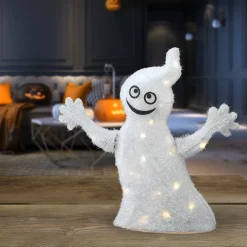 New National Tree Company 18 in. Halloween Pre-Lit White Ghost Outdoor Decoration with LED Lights