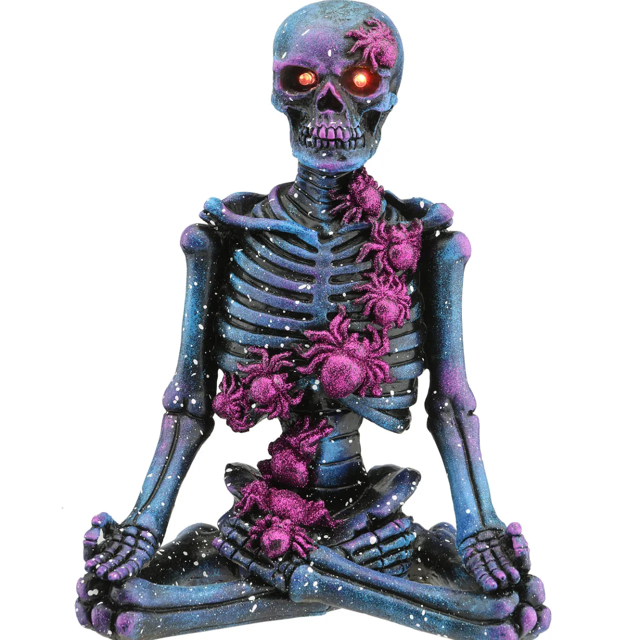 Hot National Tree Company 10 in. Halloween Purple Galaxy Meditating Skeleton with LED Lights