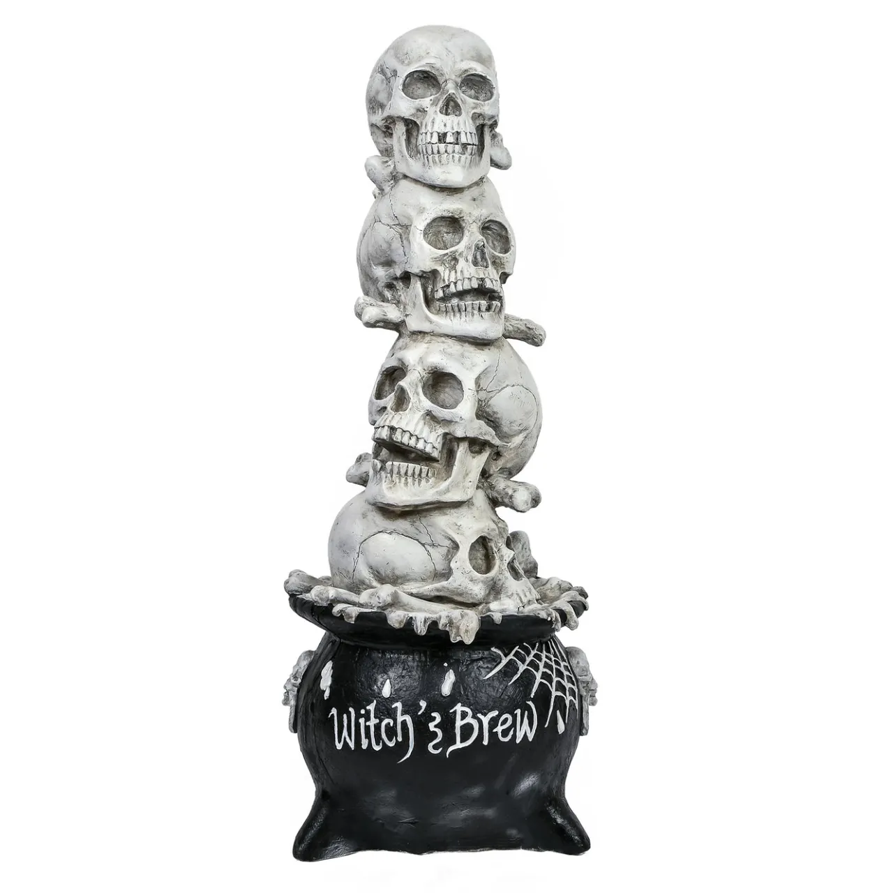 Discount National Tree Company 38 in. Halloween Stacked Skulls in a Cauldron Tabletop Decoration