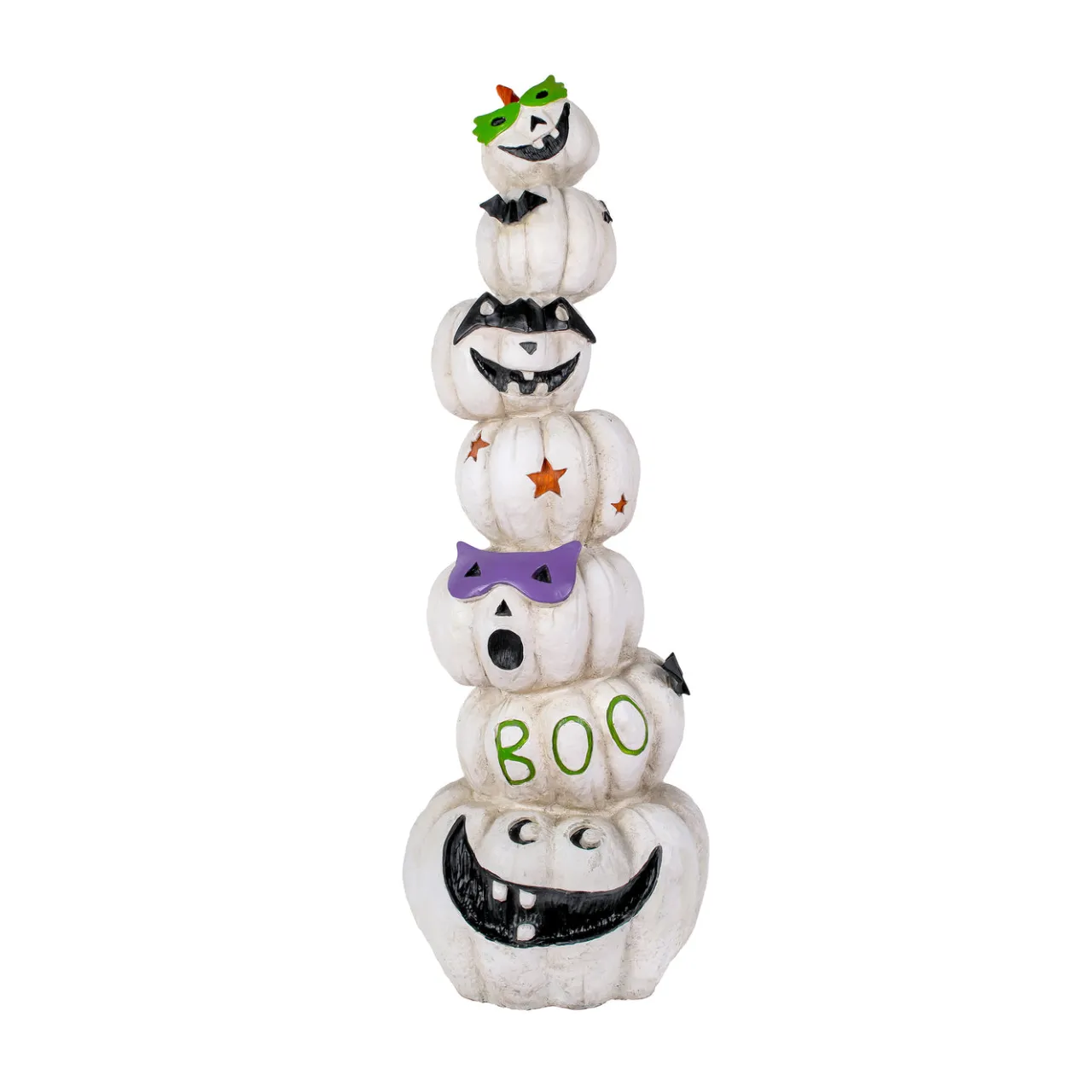 Online National Tree Company 47 in. Halloween Stacked White Jack-O-Lanterns Decoration