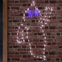 Best National Tree Company 51 in. Halloween Waving Ghost Lighted Sign Decoration with LED Lights