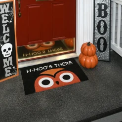 New National Tree Company 30 in. Halloween WHOS THERE Owl Doormat Decoration