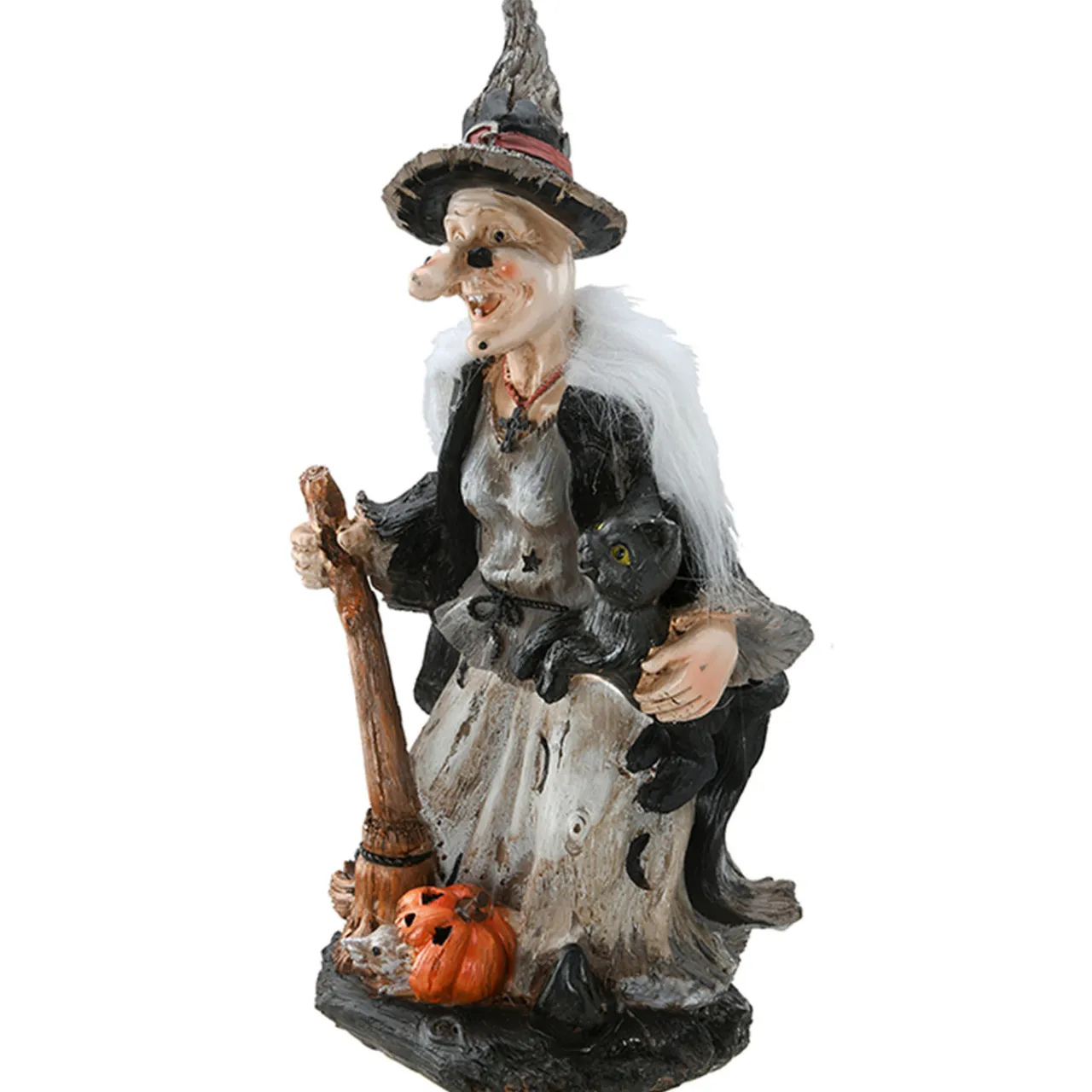 Online National Tree Company 18 in. Halloween Witch Holding Black Cane Table Decoration