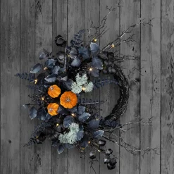 Online National Tree Company 20 in. Halloween Wreath with Pumpkins and LED Lights