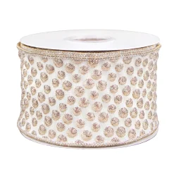 Discount National Tree Company 3 in. HGTV Home Collection Rainer Jacquard Tissue Back Ribbon, Gold