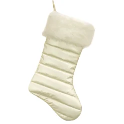 Online National Tree Company 20 in. HGTV Home Collection Puffy Coat Stocking, White