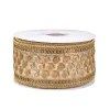 Best National Tree Company 2.5 in. HGTV Home Collection Dupioni Gold Beaded Ribbon