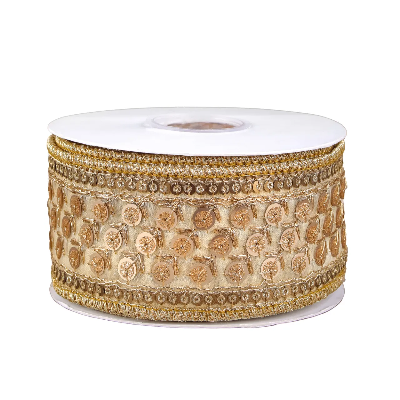 Best National Tree Company 2.5 in. HGTV Home Collection Dupioni Gold Beaded Ribbon