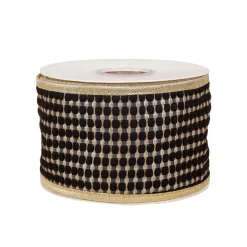 Outlet National Tree Company 3 in. HGTV Home Collection Carmel Jacquard Double-Sided Ribbon, Black