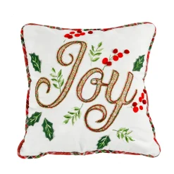 Outlet National Tree Company 18 in. HGTV Home Collection Embroidered Joy Christmas Pillow