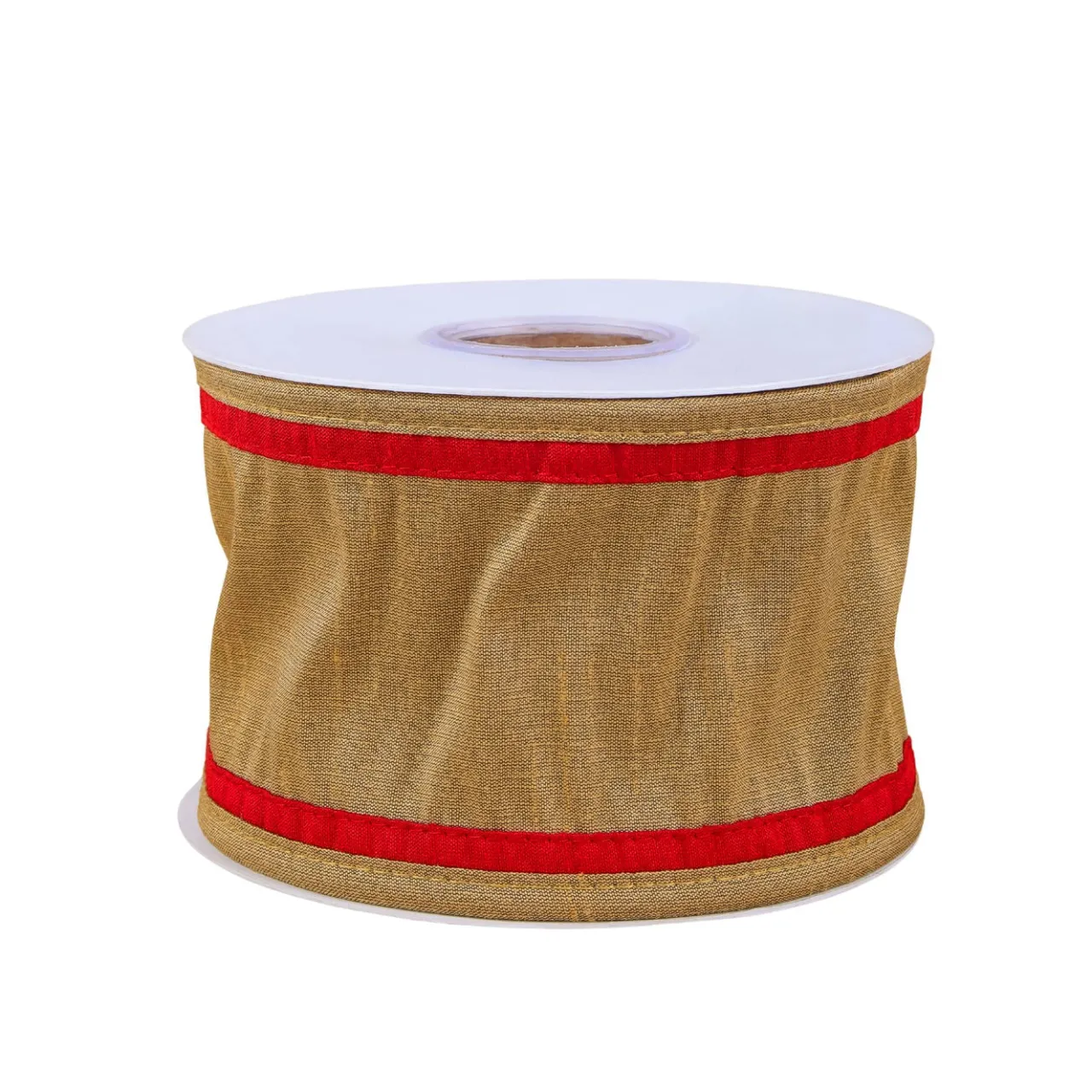 Discount National Tree Company 3 in. HGTV Home Collection Dupioni Double-Sided Ribbon, Gold & Red