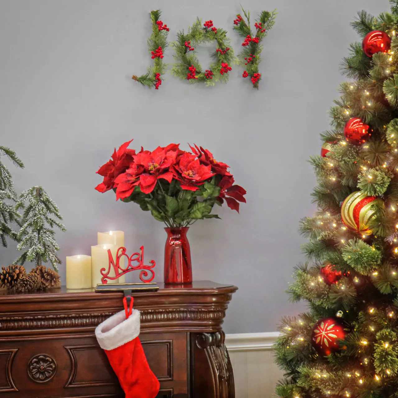 National Tree Company 5 in. HGTV Home Collection Evergreen JOY Wall Decoration