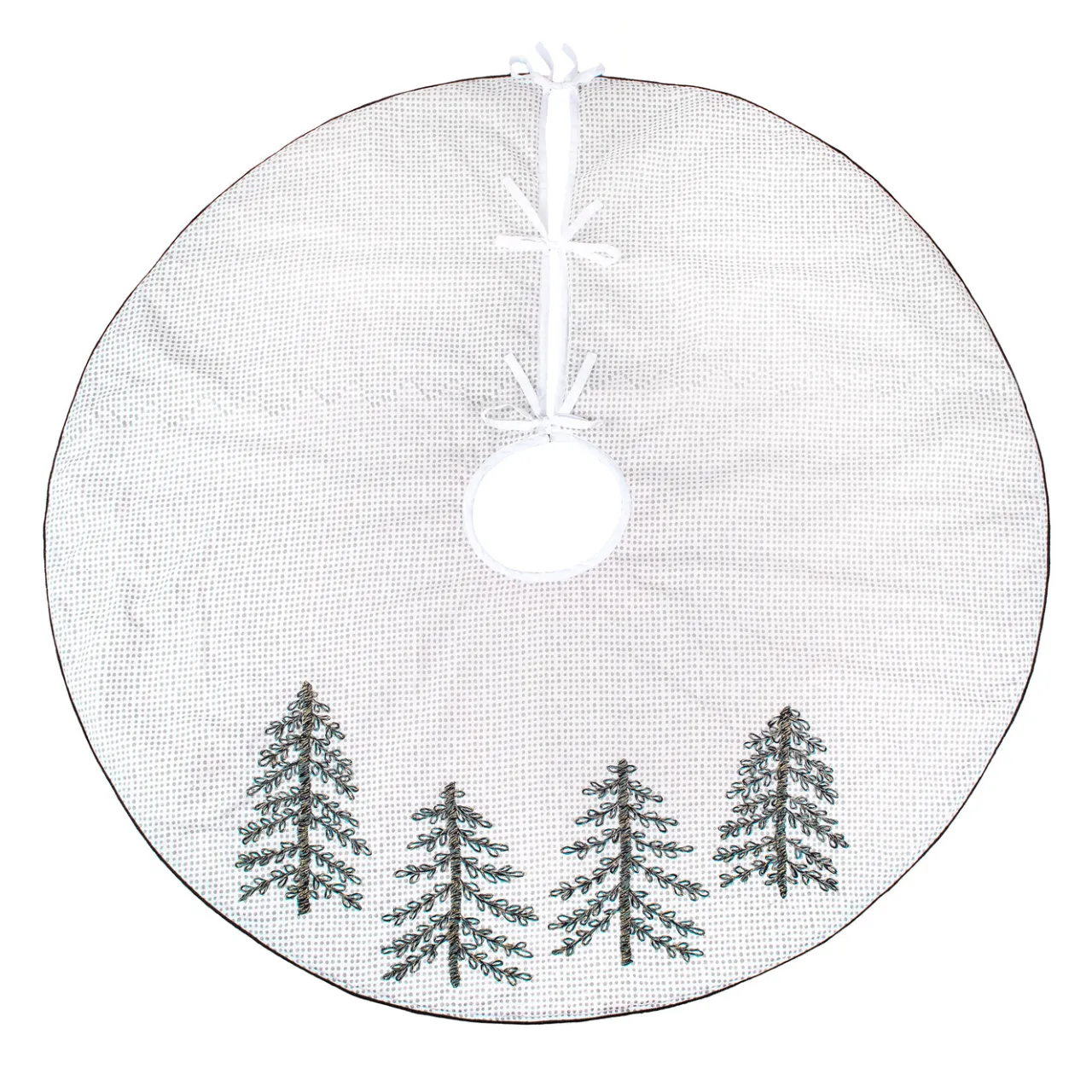 Clearance National Tree Company 52 in. HGTV Home Collection Embroidered Evergreens Tree Skirt
