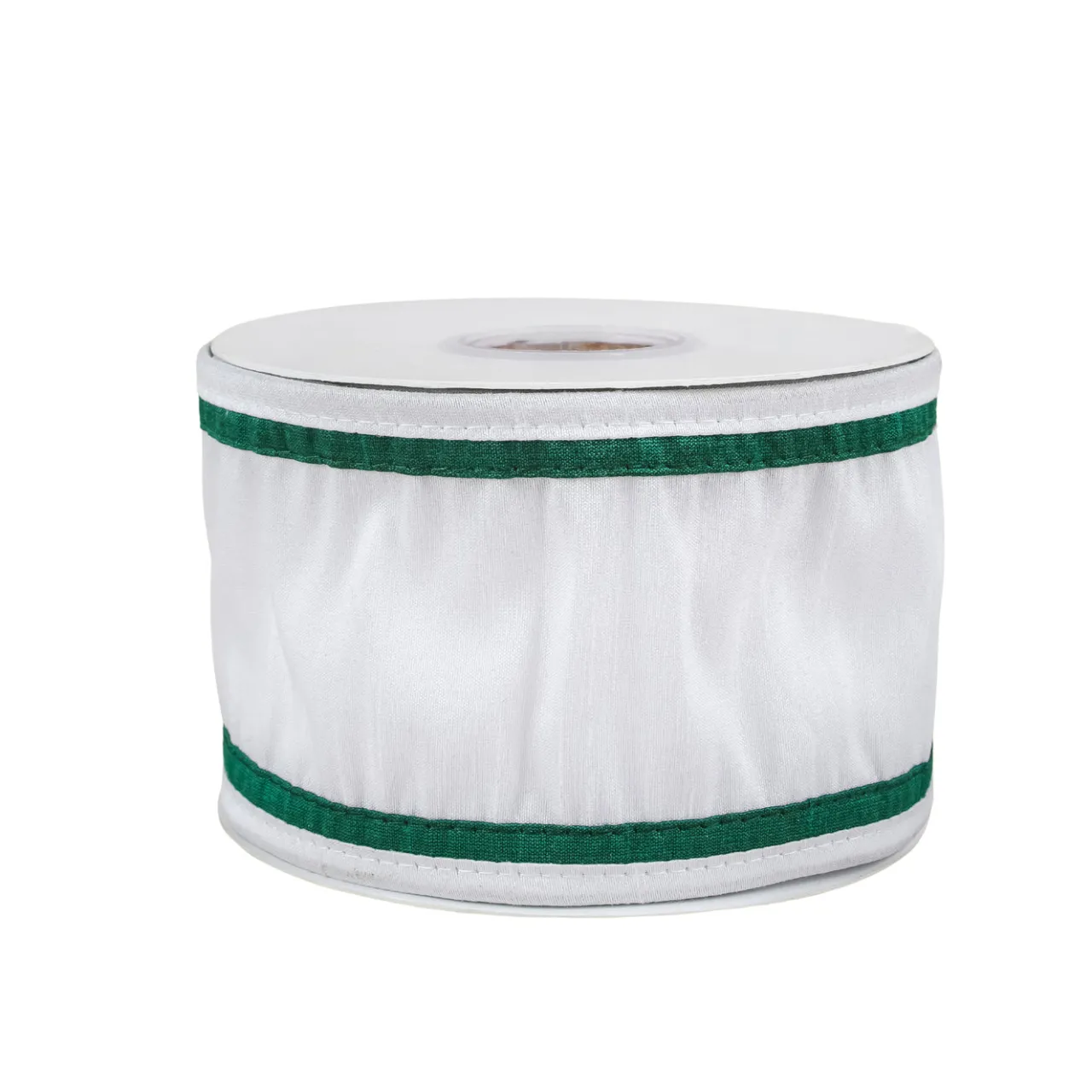 Outlet National Tree Company 3 in. HGTV Home Collection Dupioni Double-Sided Ribbon, White & Green