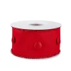 Sale National Tree Company 3 in. HGTV Home Collection Dupioni Button Ribbon, Red