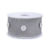 Outlet National Tree Company 3 in. HGTV Home Collection Dupioni Button Ribbon, Silver