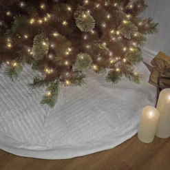 Sale National Tree Company 60 in. HGTV Home Collection Quilted Velvet Tree Skirt, Ivory